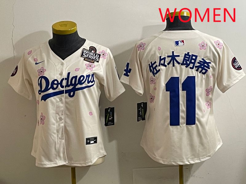 Women Los Angeles Dodgers #11 R.Sasaki Cream Sakura Edition 2025 Nike MLB Jersey style 36->women mlb jersey->Women Jersey